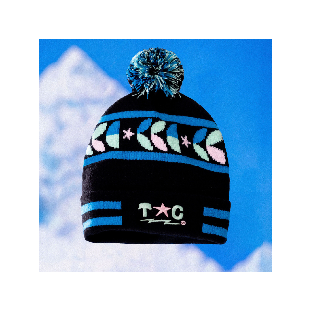 black and blue tinker beanie
